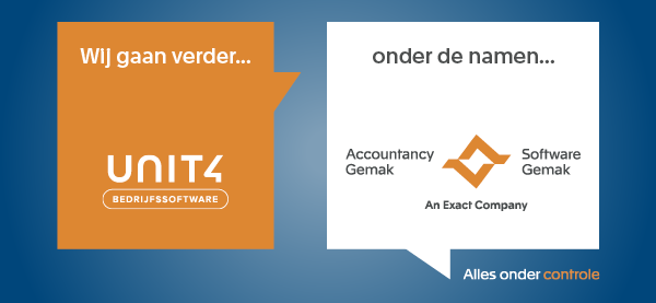 Exact introduceert nieuwe namen Unit4 Bedrijfssoftware-oplossingen: Accountancy Gemak en Software Gemak